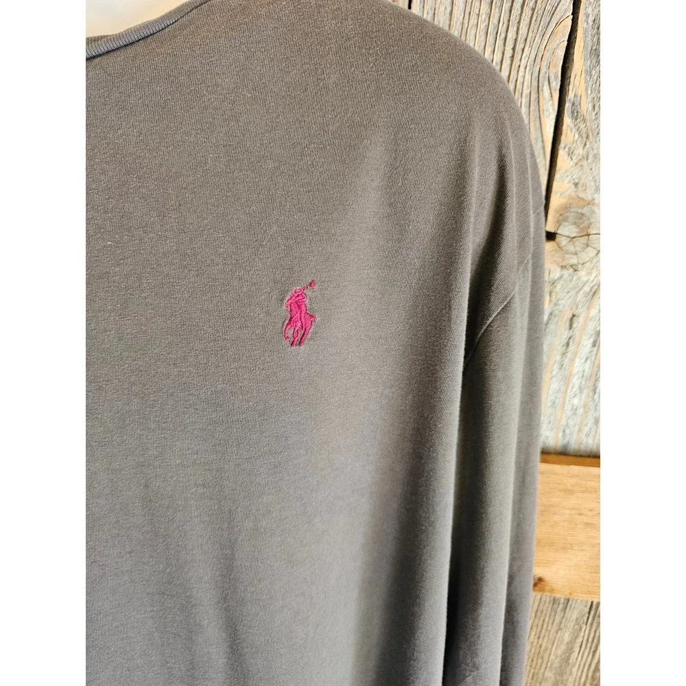 Polo size XXL 2XL Long Sleeve pony shirt casual Grey/brown ^